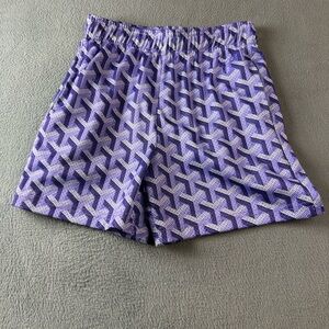 Bravest Studios Purple Geometric Mesh Shorts Streetwear with interior markings